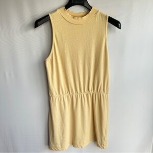 FP Beach Springs Mock Neck Sleeveless Dress Yellow Cotton Size Medium